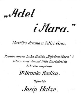 Naslovnica programske knjižice opere Adel i Mara