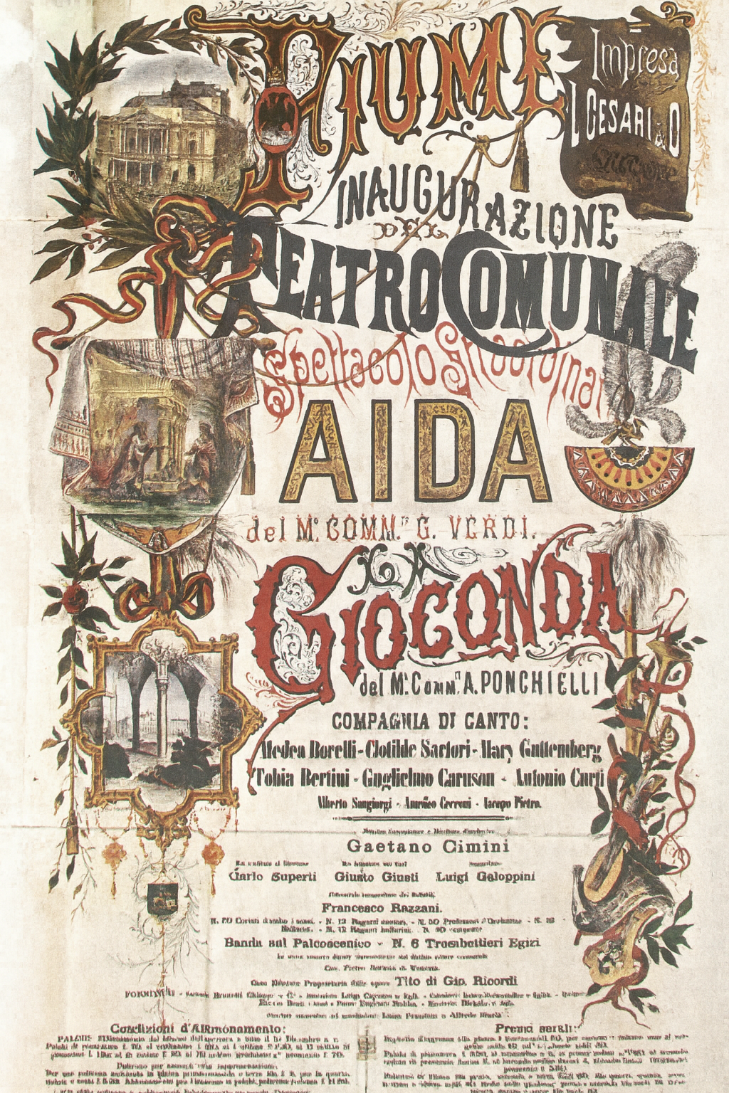 Plakat otvorenja kazališta 3. listopada 1885. 