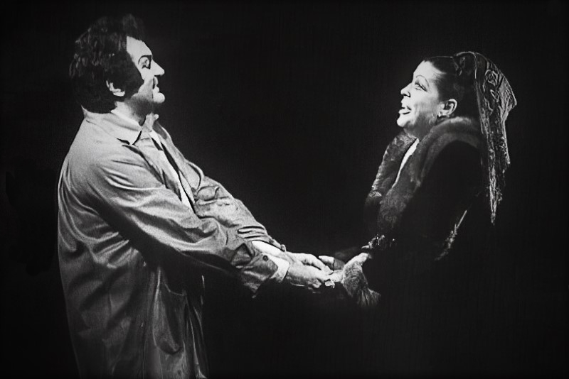 Nikolaj Gedda (Cavaradossi) i Blaženka Milić (Floria Tosca); Giacomo Puccini, <em>Tosca</em>, HNK u Zagrebu, 25. veljače 1986.