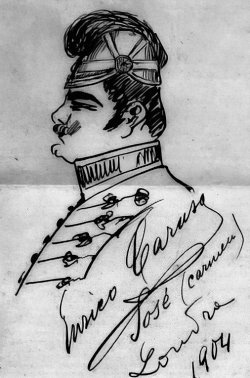 Carusov autoportret - skica Carusa kao Don José u Bizetovoj operi <em>Carmen</em>, 1904.