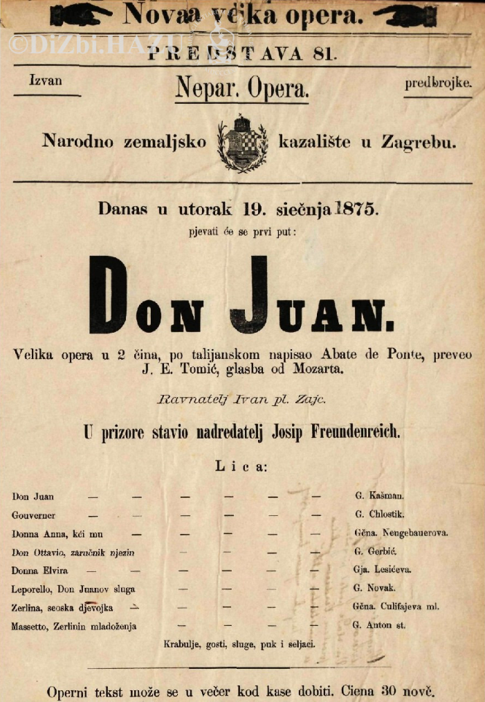 Premijera Mozartova <em>Don Juana</em> (<em>Don Giovanni</em>) s Kašmanom u naslovnoj ulozi, 19. siječnja 1872.