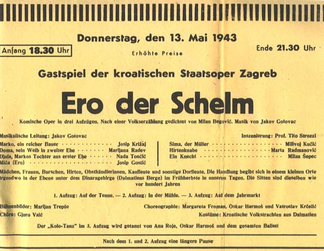 Program gostovanja u Beču 1943.