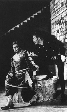 Josip Gostič (Otello) i Frano Lovrić (Jago) – Giuseppe Verdi, Otello, Dubrovačke ljetne igre, 1957.