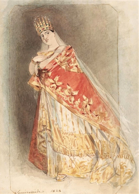 Skica Giudite Paste u ulozi Semiramide iz 1828. godine - Giuditta Angiola Maria Costanza Pasta (Negri, 26. listopada 1797. – 1. travnja 1865.) talijanska sopranistica