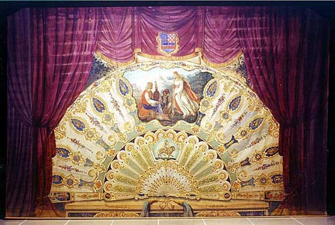 Zastor za staro gornjogradsko kazalište s umetnutom slikom Djed, unuk i vila, koja se pripisuje Vjekoslavu Karasu (nakon 1850) jedini je sačuvani dio scenske opreme iz tog razdoblja