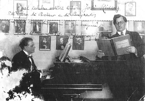 Pietro Mascagni i Josip Rijavec na pripremama za snimanje Siciliane – Pietro Mascagni, Cavalleria rusticana, Berlin, 1933.