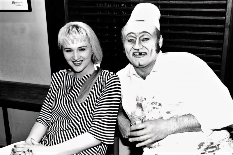 Lidija Horvat-Dunjko (Emma) i Neven Mrzlečki (Mesar) na hrvatskoj premijeri opere Mire Belamarića, <em>Priče i bečke šume</em>, HNK u Zagrebu, 2015.