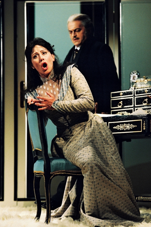 Martina Zadro (Violetta) i Vitomir Marof (Giorgio Germont) na premijeri <em>Traviate</em> u SNG-u u Ljubljani 2003.