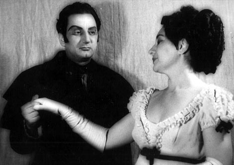 Milivoj Bačanović (Onjegin) i Nada Tončić (Tatjana) – Petar Iljič Čajkovski, Evgenij Onjegin, HNK u Zagrebu, 1956.