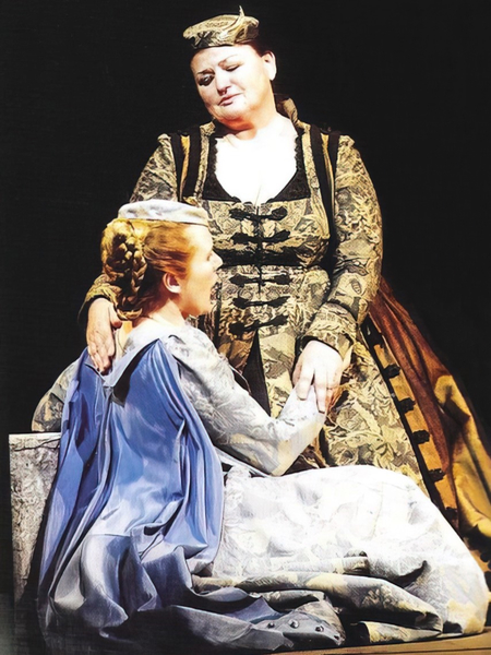 Ingrid Haller (Jelena) i Mirella Toić (Eva), Ivan pl Zajc, <em>Nikola Šubić Zrinjski</em>, Narodno kazalište „Ivan Zajc“, Rijeka, 1991.