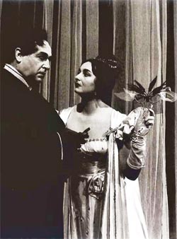 Josip Gostič (Herman) i Mirka Klarić (Liza), Petar Iljič Čajkovski, Pikova dama, Hrvatsko narodno kazalište u Zagrebu, 1960.