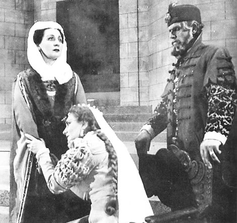 Marija Podvinec (Eva), Nada Tončić (Jelena), Ivan Franzl (Zrinjski), Hrvatsko narodno kazalište u Zagrebu, Ivan pl. Zajc, Nikola Šubć Zrinjski, dir. Milan Sachs, red. Nando Roje, premijera 24. lipnja 1952.