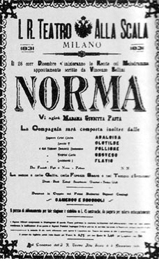 Programska cedulja s praizvedbe Norme 1831.