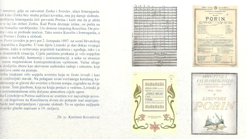 Unutrašnjost popratne knjižice CD-a <em>Porina</em> Croatia Recordsa 