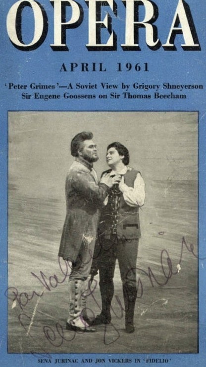 Jon Vickers (Florestan) i Sena Jurinac (Leonora), naslovnica časopisa <em>Opera</em>