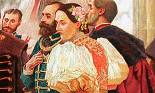 Sidonija Rubido r. Erdödy na svečanom zastoru Hrvatski preporod Vlahe Bukovca u HNK-u u Zagrebu 