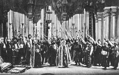 Stanislav Jastrzebski (Sokolović), Tošo Lesić (Sulejman) i Zbor Opere Narodnog kazališta u Zagrebu – Ivan pl. Zajc, Nikola Šubić Zrinjski, Zagreb, 1. listopada 1909.