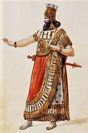 Originalna skica Nabuccova kostima korištenog na praizvedbi, 9. ožujka 1842. u milanskoj Scali