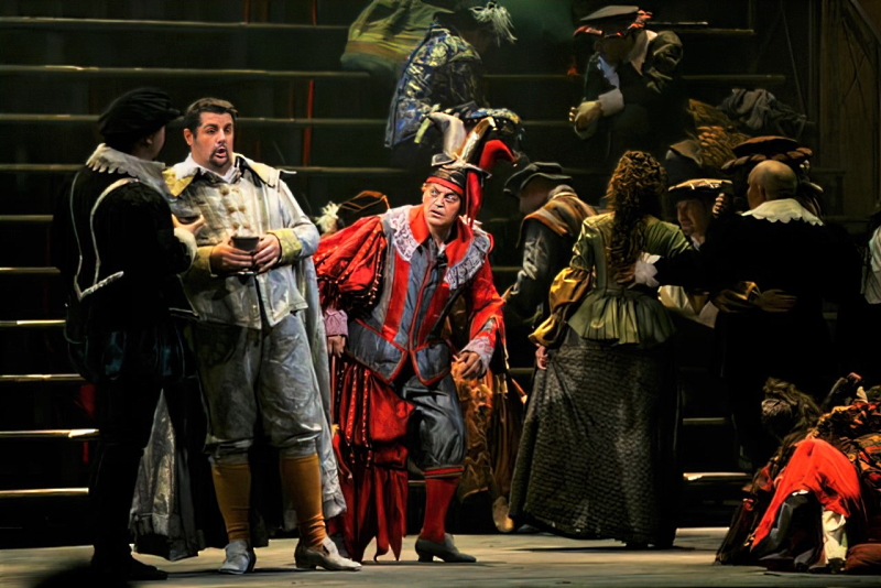 Stjepan Franetović (Vojvoda od Mantove), Vitomir Marof (Rigoletto), Giuseppe Verdi, <em>Rigoletto</em>, HNK u Zagrebu, 2005.