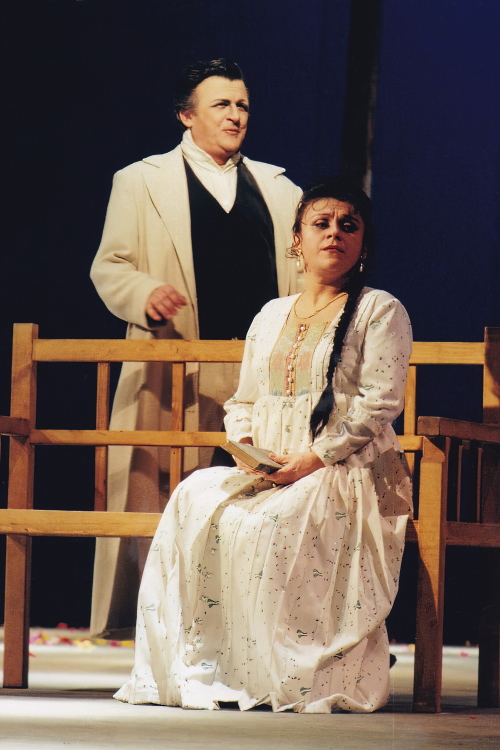 Sotir Spasevski (Onjegin) i Željka Martić (Tatjana), Petar Iljič Čajkovski <em>Evgenij Onjegin</em>, HNK u Zagrebu, 1998.