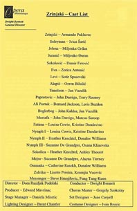 Programska cedulja opere Nikola Šubić Zrinjski u Operi Mississauga