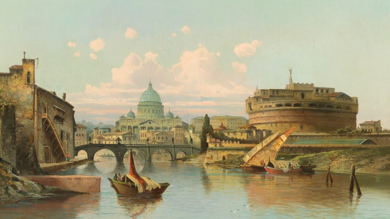 Castel Sant´Angelo (Anđeoska tvrđava) u Rimu, slikar Karl Kaufmann, 1891. 