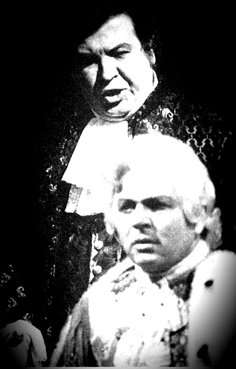 Vladimir Ruždjak (Anckarstrom) i Stojan Stojanov (Gustav III.), Giuseppe Verdi: Krabuljni ples, HNK Zagreb 1975. foto: Robert Valai