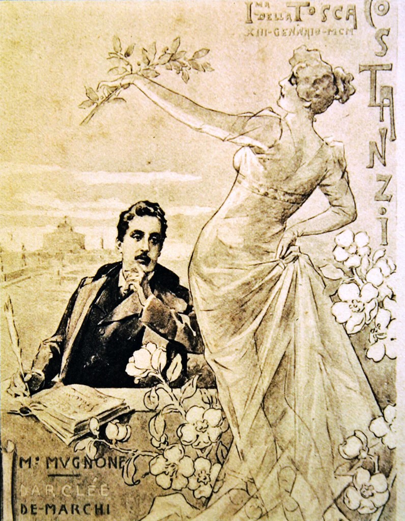 Komemorativna razglednica izdana povodom prve izvedbe <em>Tosce</em> 1900. godine